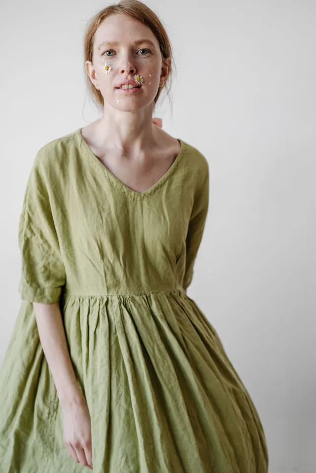 Keten Midi Elbise