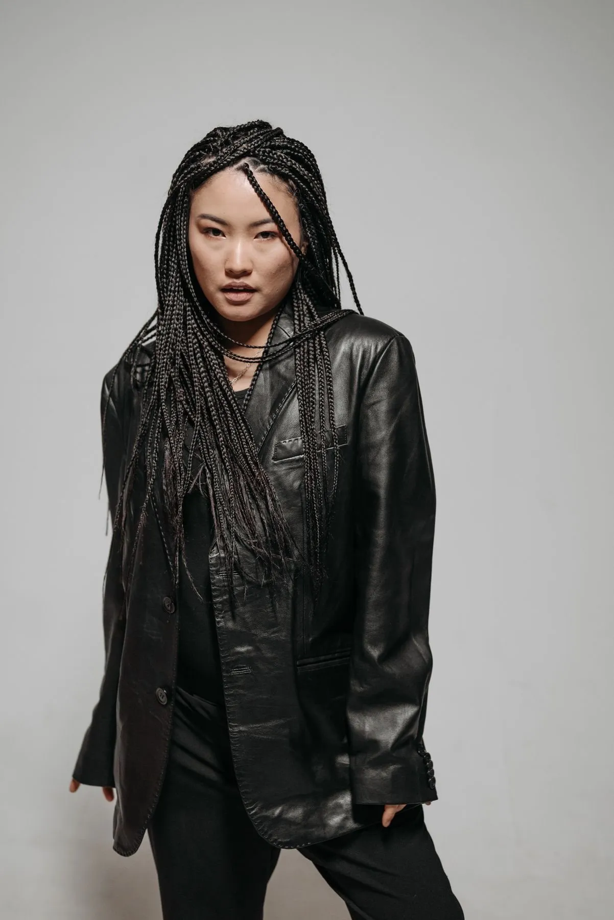 Oversize Deri Blazer